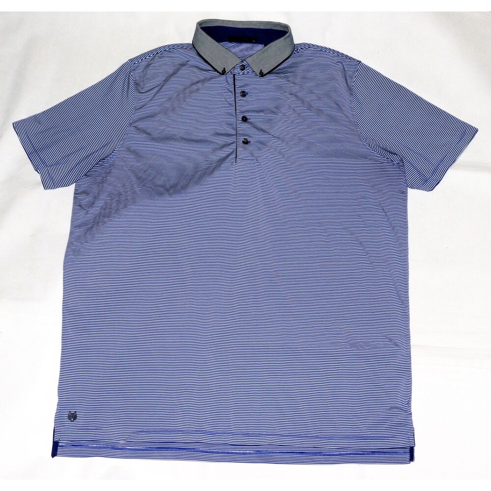Greyson Men's Short Sleeve Performance Golf Button Down Polo Blue Shirt Size XL